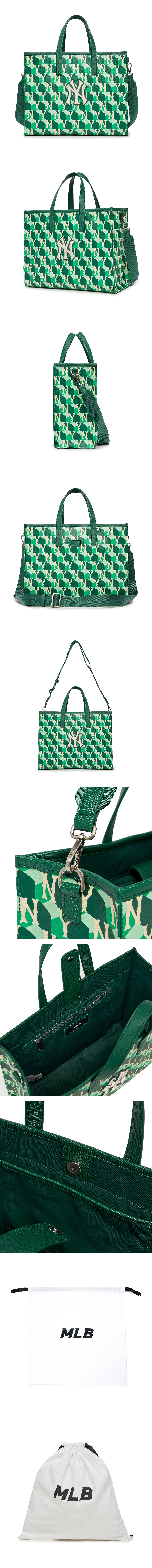 MLB NY Yankees Cube Monogram Medium Tote Bag Green BNWT Authentic